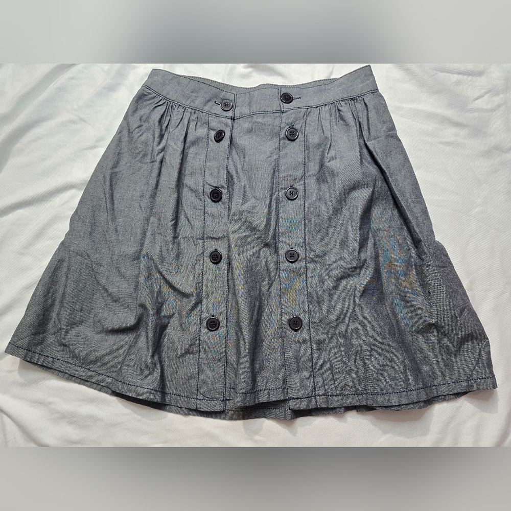 BCBG MaxAzria Kendra Chambray A-Line   Button-Front Skirt With Pockets Size 25